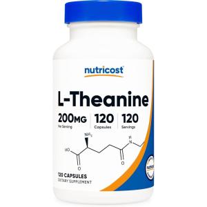 Nutricost L-Theanine 200mg, 120 Capsules, Double Strength – Non-GMO, Gluten Free(120 Count (Pack of 1))