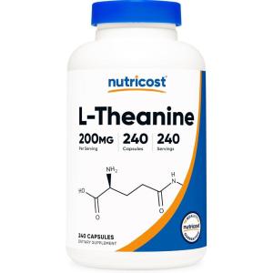 Nutricost L-Theanine 200mg, 120 Capsules, Double Strength – Non-GMO, Gluten Free(240 Count (Pack of 1))