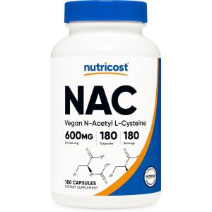 Nutricost N-Acetyl L-Cysteine (NAC) 600mg, 180 Capsules – Non-GMO, Gluten Free(180 Count (Pack of 1))