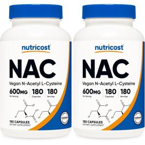 Nutricost N-Acetyl L-Cysteine (NAC) 600mg, 180 Capsules – Non-GMO, Gluten Free(180 Count (Pack of 2))