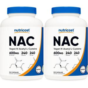 Nutricost N-Acetyl L-Cysteine (NAC) 600mg, 180 Capsules – Non-GMO, Gluten Free(240 Count (Pack of 2))