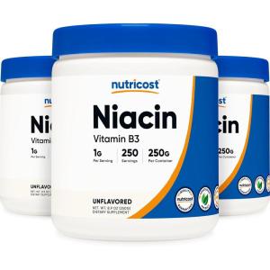 Nutricost Niacin Vitamin B3 Powder 250 Grams – 1G Per Serving – Vitamin B3 (Niacin) Powder – May Cause Flush(8.82 Ounce (Pack of 3))