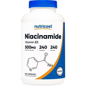 Nutricost Niacinamide (Vitamin B3) 500mg, 240 Capsules – Non-GMO, Gluten Free, Flush Free Vitamin B3(240 Count (Pack of 1))