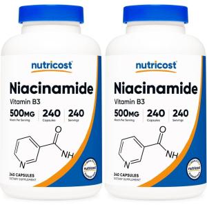 Nutricost Niacinamide (Vitamin B3) 500mg, 240 Capsules – Non-GMO, Gluten Free, Flush Free Vitamin B3(240 Count (Pack of 2))