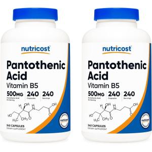 Nutricost Pantothenic Acid (Vitamin B5) 500mg, 240 Capsules(2 Count (Pack of 1))