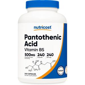 Nutricost Pantothenic Acid (Vitamin B5) 500mg, 240 Capsules(240 Count (Pack of 1))