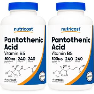 Nutricost Pantothenic Acid (Vitamin B5) 500mg, 240 Capsules(240 Count (Pack of 2))