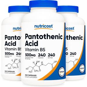 Nutricost Pantothenic Acid (Vitamin B5) 500mg, 240 Capsules(3 Count (Pack of 1))