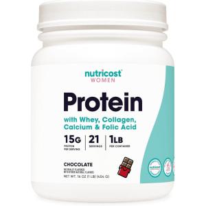 Nutricost Protein for Women Chocolate, 1 LB – Collagen, Whey, Folic Acid, Biotin, Calcium