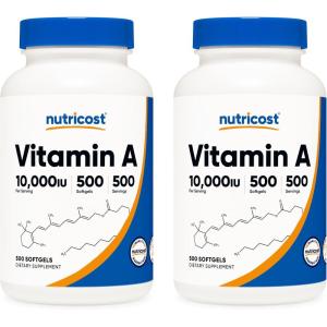 Nutricost Vitamin A 10,000 IU, 500 Softgel Capsules(2 Bottles)