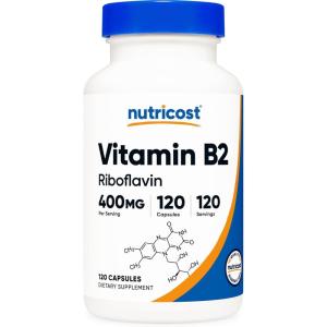 Nutricost Vitamin B2 (Riboflavin) 400mg, 120 Capsules – Gluten Free, Non-GMO(120 Count (Pack of 1))