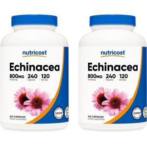 Nutricost Echinacea 800mg, 240 Capsules – Vegetarian Caps, Non GMO, Gluten Free, 120 Servings(Unflavored)