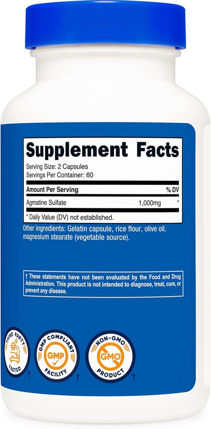 image:imageNutricost Agmatine Sulfate 1000mg 120 Capsules Gluten Free Non GMO 500mg Per Capsule120 Count Pack of 1