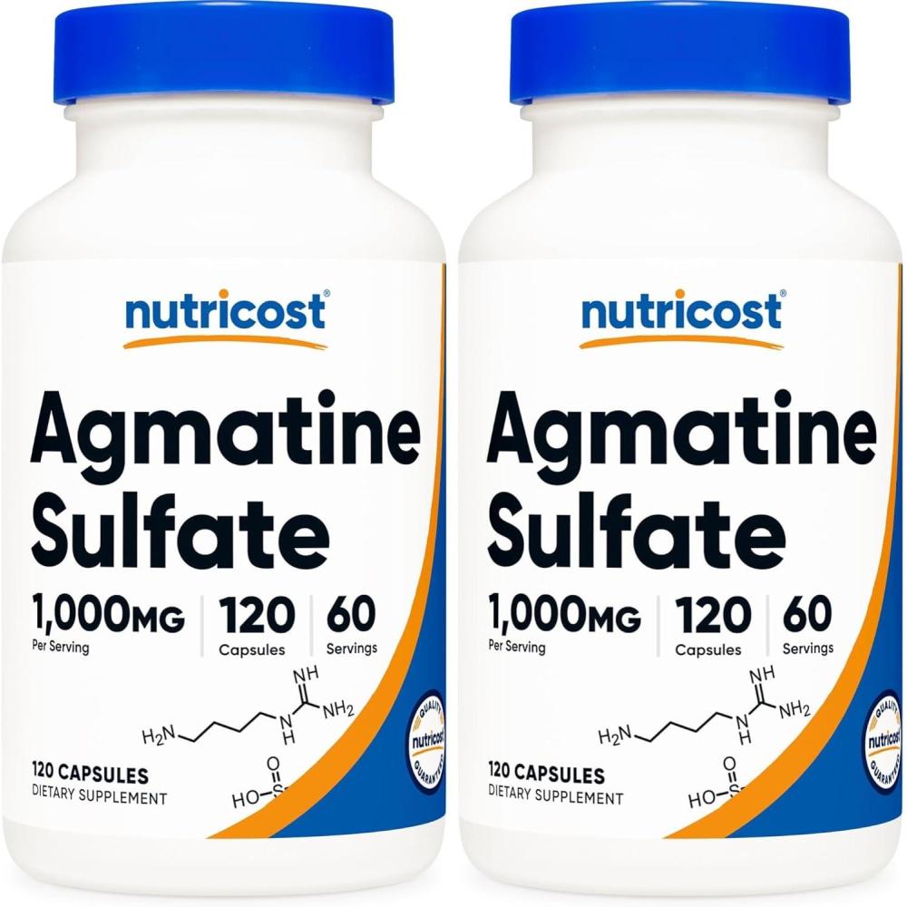 image:imageNutricost Agmatine Sulfate 1000mg 120 Capsules Gluten Free Non GMO 500mg Per Capsule120 Count Pack of 2