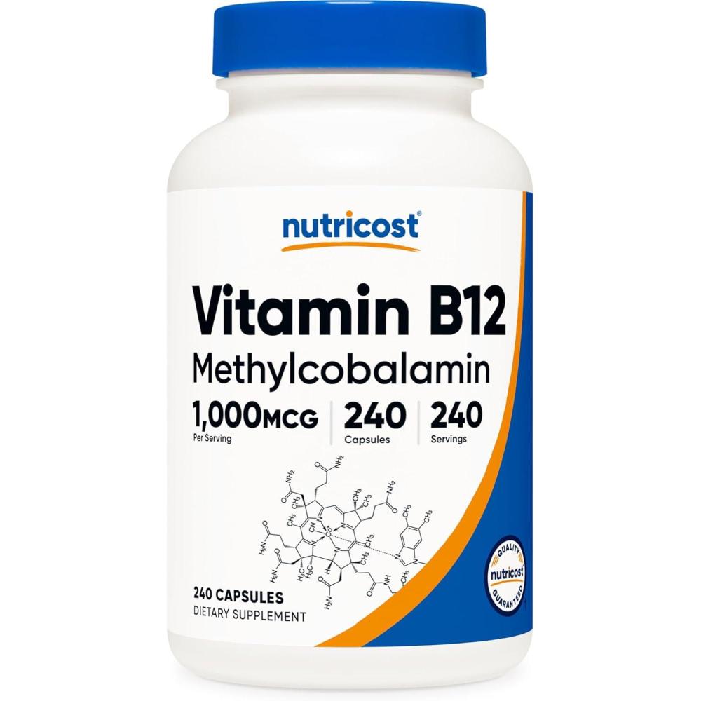 image:imageNutricost Vitamin B12 Methylcobalamin 1000mcg 240 Capsules Vegetarian NonGMO amp Gluten Free B12 Supplement240 Count Pack of 1