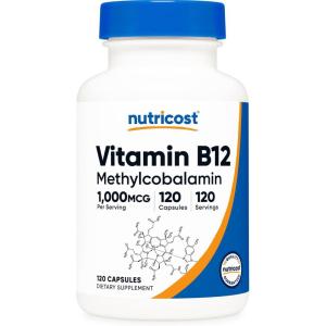 Nutricost Vitamin B12 (Methylcobalamin) 1000mcg, 240 Capsules – Vegetarian, Non-GMO & Gluten Free B12 Supplement(120 Count (Pack of 1))