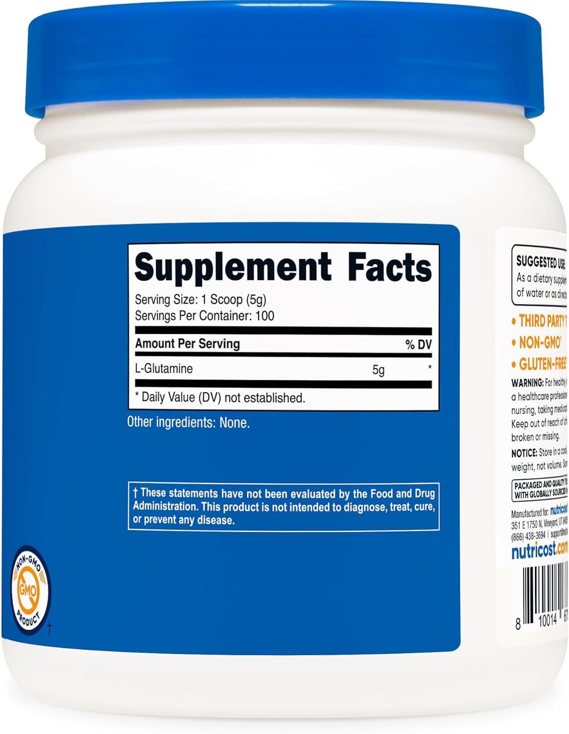 image:imageNutricost LGlutamine Powder 500 Grams Unflavored Gluten Free amp NonGMO 100 Servings11 Pound Pack of 1