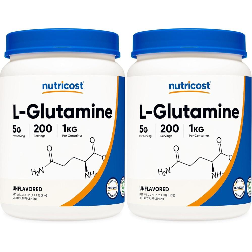 image:imageNutricost LGlutamine Powder 500 Grams Unflavored  Gluten Free amp NonGMO 100 Servings22 Pound Pack of 2