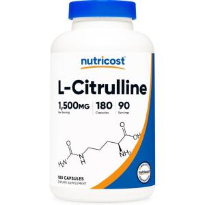 Nutricost L-Citrulline 1500mg, 180 Capsules – 750mg Per Capsule, Gluten Free, Non-GMO, Packaging May Vary(180 Count (Pack of 1))