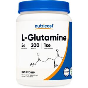 Nutricost L-Glutamine Powder (500 Grams) Unflavored – Gluten Free & Non-GMO, 100 Servings(2.2 Pound (Pack of 1))