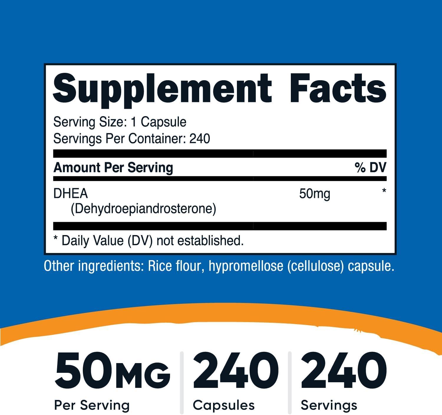 image:imageNutricost DHEA 50mg 120 Capsules Gluten Free Soy Free NonGMO Supplement240 Count Pack of 2