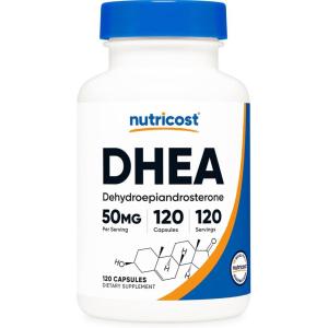 Nutricost DHEA 50mg, 120 Capsules – Gluten Free, Soy Free, Non-GMO, Supplement(120 Count (Pack of 1))