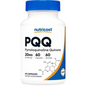 Nutricost PQQ (Pyrroloquinoline Quinone) 20mg, 30 Capsules – Vegetarian Capsules, Non-GMO, Gluten Free(60 Count (Pack of 1))